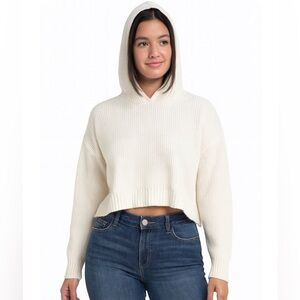 Miss Guided oatmeal colored chunky over sized hooded sweater SZ 6/8 cropped